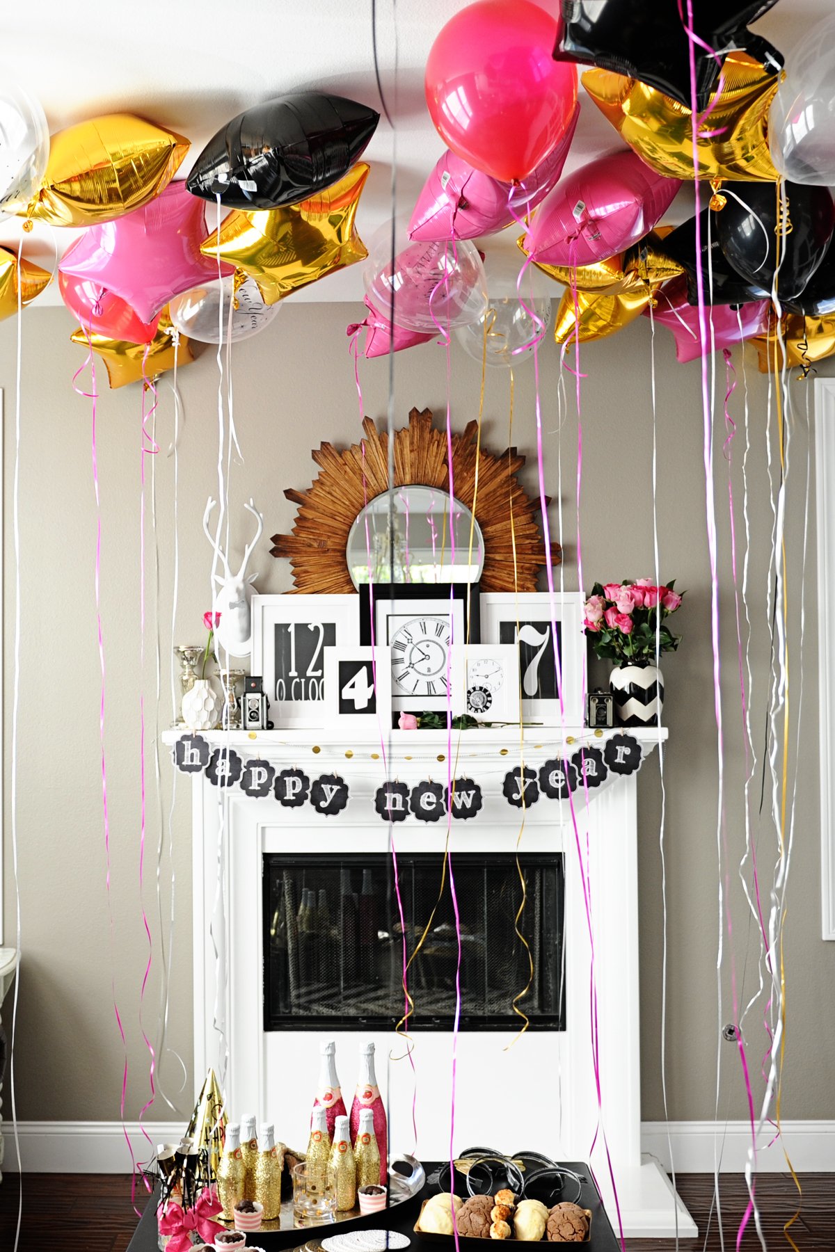 Black and Gold New Year's Eve Party Ideas at Home - Home with Holliday