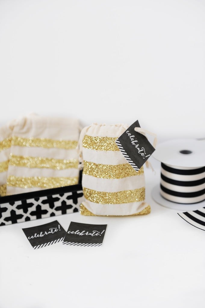 DIY Glittered Muslin Bags