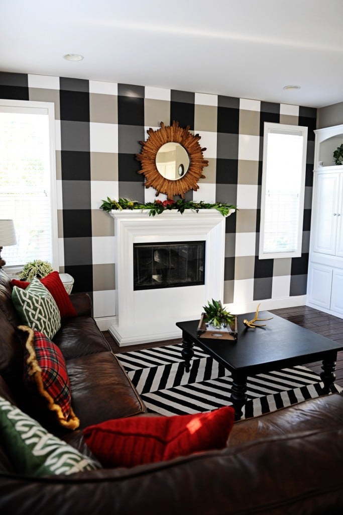 Buffalo Plaid Black and White DIY Temporary Wallpaper - Pink Peppermint  Design