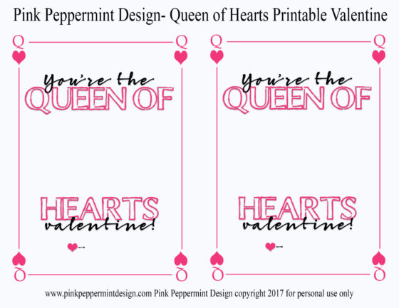Free Queen of Hearts Printables: DIY Valentine's Printables — Pink Peppermint Design