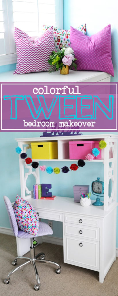 Colorful tween bedroo makeover 410x1024