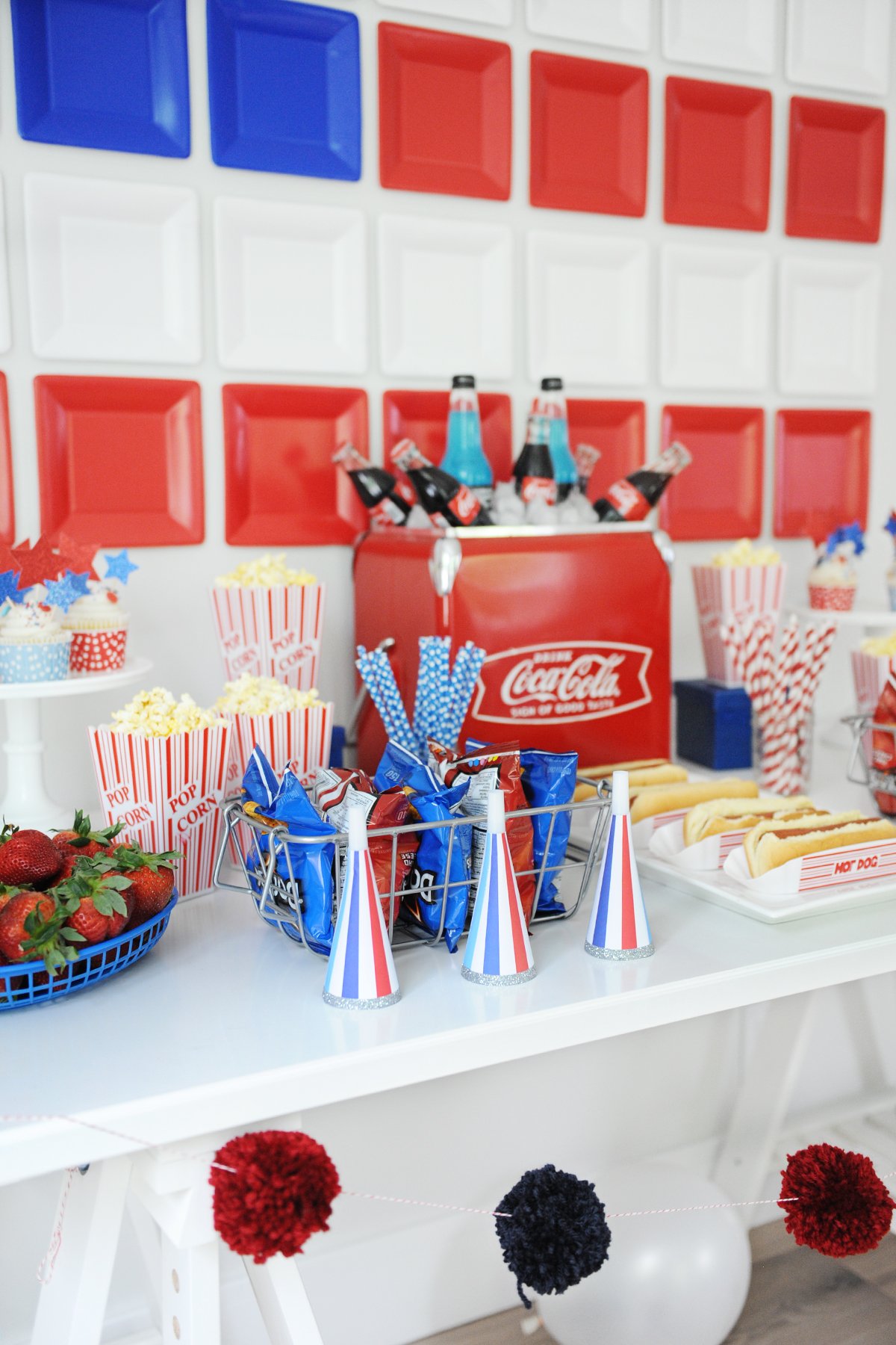 Red White & Blue Honeycomb Decorations - Street Party Accessories