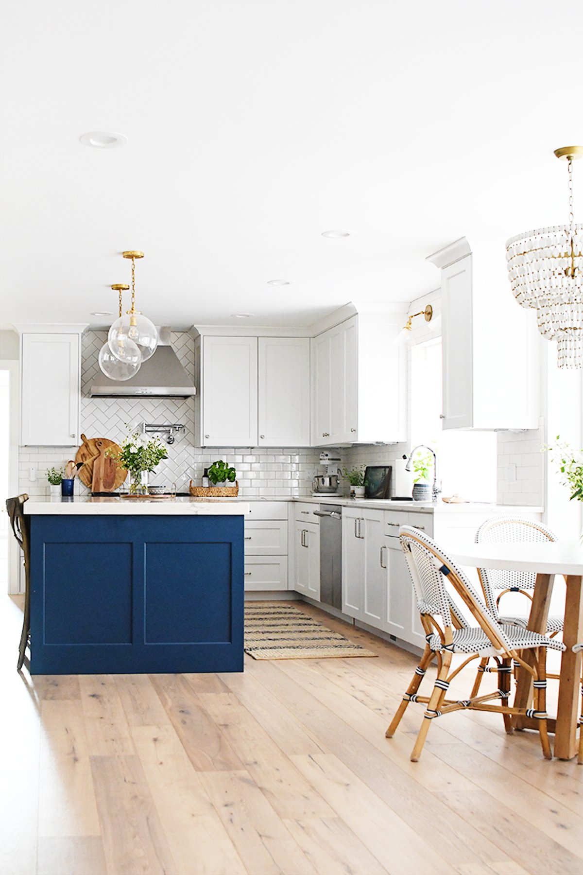 White and Blue Fall Decor in the Kitchen