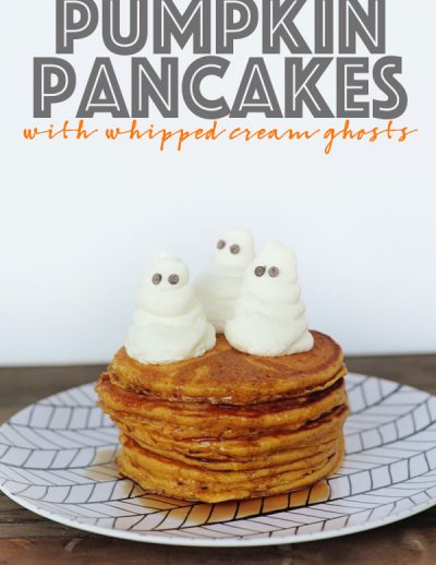 Easy pumpkin pancake recipe wih whipped cream ghosts 2 copy