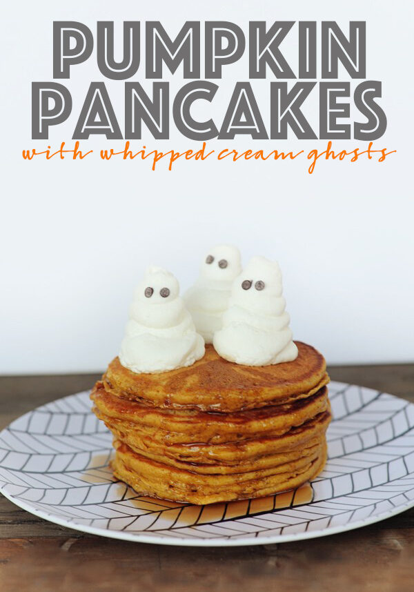 Easy pumpkin pancake recipe wih whipped cream ghosts 2 copy