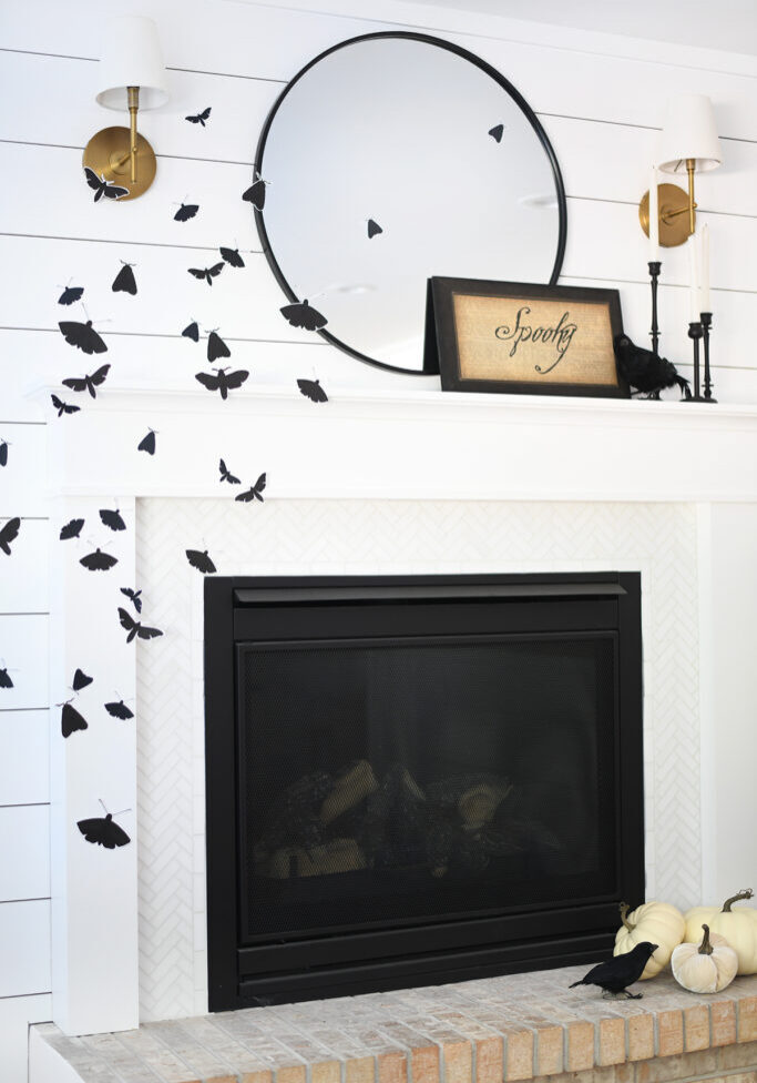 halloween moth mantel