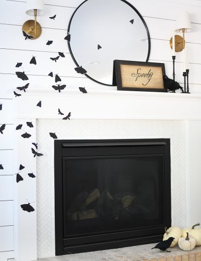 halloween moth mantel