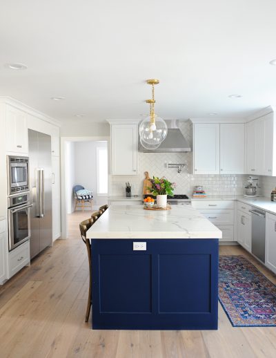 navy blue kitchen island
