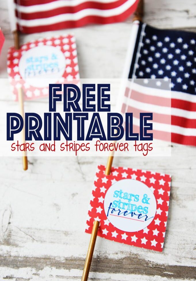 Stars and stripes forever tags with text